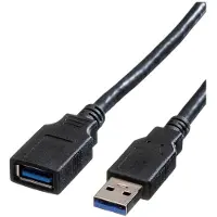 Roline USB 3.2 Gen 1 Verlängerungskabel, Typ A-A, ST/BU, schwarz, 0,8 m