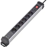 Renkforce 815A-CMB-SUSB Steckdosenleiste mit Schalter 6fach Schwarz, Silber Schutzkontakt 1 St.