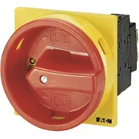 Eaton 053110 Hauptschalter, T0, 20 A, Einbau, 1 Baueinheit(en), 1-polig, NOT-AUS-Funktion, mit rotem Drehgriff und gelbem Sperrkranz, abschließbar