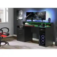 Forte Gamingtisch "Tezaur", schwarz, B:160cm H:91cm T:72cm, Tische, Gamingtisch, wahlweise mit RGB-Beleuchtung