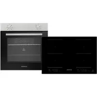 Respekta Backofen Herd Kochfeld Herdset Induktion 77cm Timer 2 Flexzonen Slider ASET1208800I