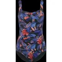 Dorina Badeanzug "Vybe", Damen, Gr. XL, N-Gr, bunt (schwarz), Microfaser, Obermaterial: 82% Polyester, 13% Elasthan, 5% Polyamid, Badeanzüge Badeanzug, Palmenmuster