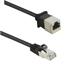 Renkforce RF-4394127 RJ45 Patchkabel CAT 5e F/UTP 5.00 m Schwarz Verlängerungskabel mit Rastnasenschutz, vergoldete Ste