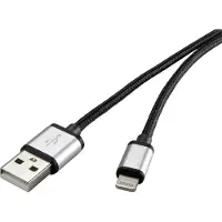 Renkforce USB-Kabel USB 2.0 USB-A Stecker, Apple Lightning Stecker 0.50 m Dunkelgrau Stoff-Ummantelung RF3969327