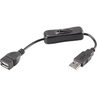 Renkforce USB-Kabel USB 2.0 USB-A Stecker, USB-A Buchse 0.25 m Schwarz inkl. Ein/Aus-Schalter, vergoldete Steckkontakte