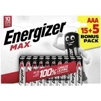 Energizer Set mit 15 + 5 AAA Max Alkaline-Batterien, 1,2 V,