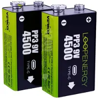 Verico 1UDBT-A3WEB2-NN, 500 mAh, Lithium-Ion (Li-Ion), 9 V, Schwarz, Grün, 2 Stück(e)