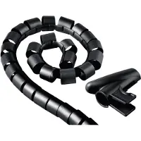 Hama Kabelführung "Flexibler Spiral-Kabelschlauch mit Einzieh-Werkzeug, 20 mm, 2,5 m", schwarz, L:250cm Ø:20mm, Kunststoff, Kabelführungen, Kabelführung, Mit Einzieh-Werkzeug