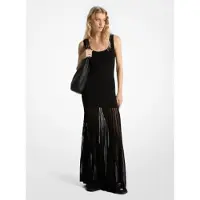 Michael Kors für Damen. MF482LFBFD Schwarzes Maxikleid mit Rundhalsausschnitt (XS), Lässig, Viskose, Ärmellos / Hosenträger