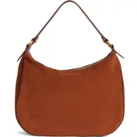 Ted Baker Leder Schultertasche Umhängetasche Samiyra Webbing Suede Hobo Bag Brown hellbraun