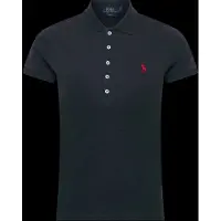 Ralph Lauren für Damen. 211B18200005 Marineblaues Polohemd in Slim-Fit-Passform mit Stretchanteil (L), Lässig, Baumwolle, Kurzarm