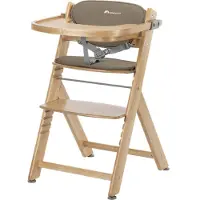Bebeconfort Timba 2 mit Kissen, Mitwachsender Hochstuhl Baby, Ab 6 Monaten, Bis 110 kg, Ergonomischer Baby & Kinderhochstuhl Holz, Natural Wood+Beige