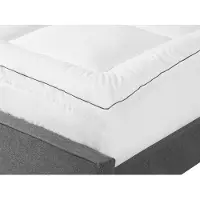 Beliani Matratzentopper Weiß Baumwolle 140 x 200 cm Weich Waschbar mit Befestigung Paspel Matratzenschoner Matratzenauflage für Doppelbett