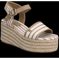 Tommy Hilfiger für Damen. FW0FW09284 Jamie beige Sandalen (39), Stoff, 5 bis 8 cm, Schnalle, Lässig