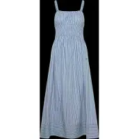 BOSS für Damen. 50559218 Kleid aus Baumwollpopeline mit vertikalen Streifen blau (38), Lässig, Baumwolle, Klassisch, Ärmellos / Hosenträger