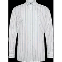 Ralph Lauren für Herren. 712B15309005 Hemd aus Popeline Custom Fit mit Streifen weiß, blau (39), Lässig, Baumwolle, Klassisch, Langarm