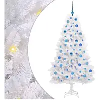 vidaXL Künstlicher klappbarer Weihnachtsbaum Weiß 180 cm PVC und Stahl