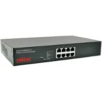 Roline PoE Fast Ethernet Switch, 8 Port, (8x PoE), 19-Zoll-Einbau