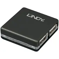 Lindy 42742, USB 2.0, 480 Mbit/s, Schwarz, 40 mm, 40 mm, 12 mm