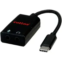 Roline Adapter USB Typ C - 2x 3,5mm Audio, ST/BU, 0,13 m