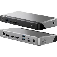 Alogic DX3, Kabelgebunden, USB 3.2 Gen 1 (3.1 Gen 1) Type-C, 100 W, 3,5 mm, 1000 Mbit/s, Schwarz, Grau