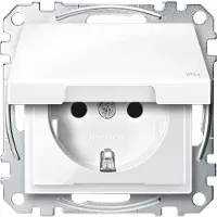 Merten SCHUKO-Steckdose mit Klappendeckel, IP44, BRS, Steckklemmen, polarweiß glänzend, System M, 1 Stk.