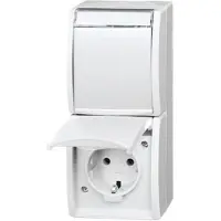 Busch-Jaeger 20-02 EWN-54, CEE 7/3, 2P+E, Weiß, IP44, 250 V, 16 A
