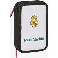 Real Madrid Gefüllt Doppel-Federmäppchen 29 Teile, Weiß/Blau