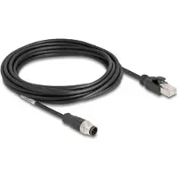 DeLOCK M12 Kabel A-kodiert 8 Pin Stecker zu RJ45 Stecker PVC 5 m, 5 m, Cat5e, S/FTP (S-STP), M12, RJ-45, Schwarz