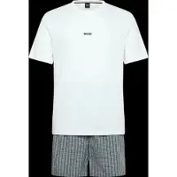 BOSS Shorty , Herren, Gr. XXL, Jersey, blau (weiß, neutral), Jersey, Obermaterial: 57% Viskose, 40% Baumwolle, 3% Elasthan, normal, Rundhals, Homewear-Sets Shorty
