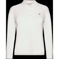 Gant für Damen. 4202521 Langärmeliges Piqué-Poloshirt Shield in Off-White (XS), Weiß, Lässig, Baumwolle, Langarm