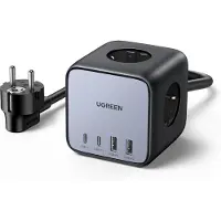UGREEN DigiNest Pro, 1,8 m, Typ C, Grau, Schwarz, 1 AC-Ausgänge, USB Type A/USB Type-C