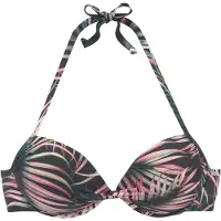LASCANA Push-Up-Bikini-Top "Reese", Damen, Gr. 36, Cup A, schwarz (schwarz, bedruckt), Polyamid, bedruckt, Bikini-Oberteile Push-Up-Bikini-Top, mit Palmendruck