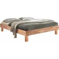 Hasena Holzbett "Rapallo", beige (kernbuche natur, geölt), B:146cm H:36cm L:205cm, Kernbuche massiv, Betten, Holzbett, Fußhöhe 20 cm