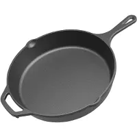 Wiltec Bratpfanne aus Gusseisen Ø30cm, Feuerpfanne mit Griff und Ausgießer, Grillpfanne