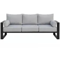 Beautysofa | VERDINO 3-Sitzer Gartensofa Grau – Garten Lounge Sofa mit Metallrahmen, Outdoor Couch wetterfest, SIMAX 03