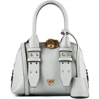 Pinko Handtasche Umhängetasche Bowling Bag Zip Mini Vitello Pearl Grey - Antique Gold blaugrau