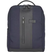 Piquadro Brief 2 Laptoprucksack 15,6" aus rezykliertem Stoff mit iPad Blau