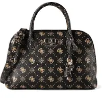 GUESS Jeans Emelie Satchel espresso Logo 4G Pfingstrose
