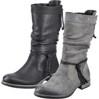 Rieker Damen Stiefel Warmfutter Zierbänder geraffter Schaft 98873, Größe:41 EU, Farbe:Schwarz