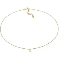 Elli Choker "Halskette Choker mit Anhänger Mondstein Rund 925 Silber" Gr. 36, gold, Halsketten, Damen, mit Steinen, Silber 925 (Sterlingsilber), Choker