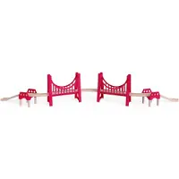 Hape Spielzeugeisenbahn-Brücke "Große Doppel-Hängebrücke", bunt, Spielzeugeisenbahn-Erweiterungen, KinderH:20cm L:130cm T:20cm, Holz, Kunststoff, Spielzeugeisenbahn-Brücke, H:20cm L:130cm T:20cm