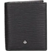 Momo Design Herrengeldbörse echtes Leder schwarz mit Rillentextur Black B UNICA 12.5x8x1 cm MO-11WO-BLACK