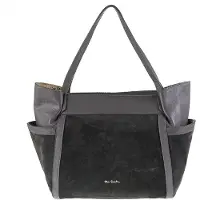 Pierre Cardin Schultertasche Echtleder schwarz grau mit Reißverschluss Grey UNICA 43x30x12 cm 55101-ANTRACITE