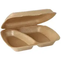 Papstar 50 Menüboxen mit Klappdeckel, XPP 2-geteilt 7 cm x 20,5 cm x 24 cm beige