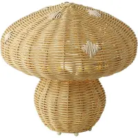 Nordlux Tischleuchte Allie, Rattan, Pilzform, naturbraun