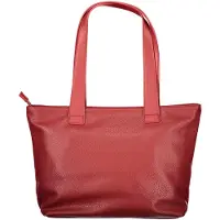 Valentino Stilvolle rote Damenschultertasche mit Kontrastnähten und Recyclingmaterial