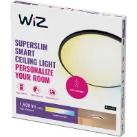 WiZ Connected Superslim Deckenleuchte 16 W, Wi-Fi/Bluetooth, Schwarz, Wi-Fi 4 (802.11n), 802.11b, 802.11g, LED, Metall, Kunststoff, Nicht austauschbare(s) Leuchtmittel
