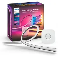 Philips PC Play Gradient Lightstrip 24/27" Starterset + Bridge, Intelligenter Leuchtstreifen, Bluetooth/Zigbee, Schwarz, Silikon, Variabel, 2200 K
