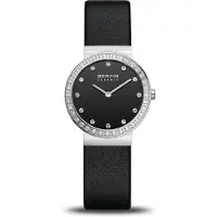 Bering Damen Armbanduhr Ceramic 29 mm Armband Leder Keramik 10729-443